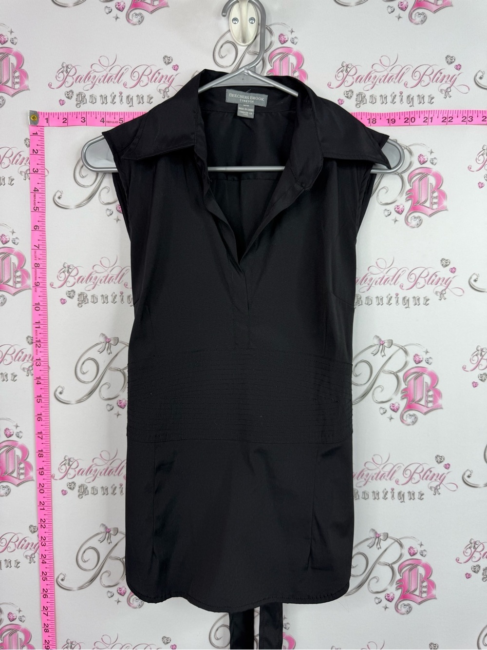 Brooks Brothers Black Sleeveless Mini Shirt Dress